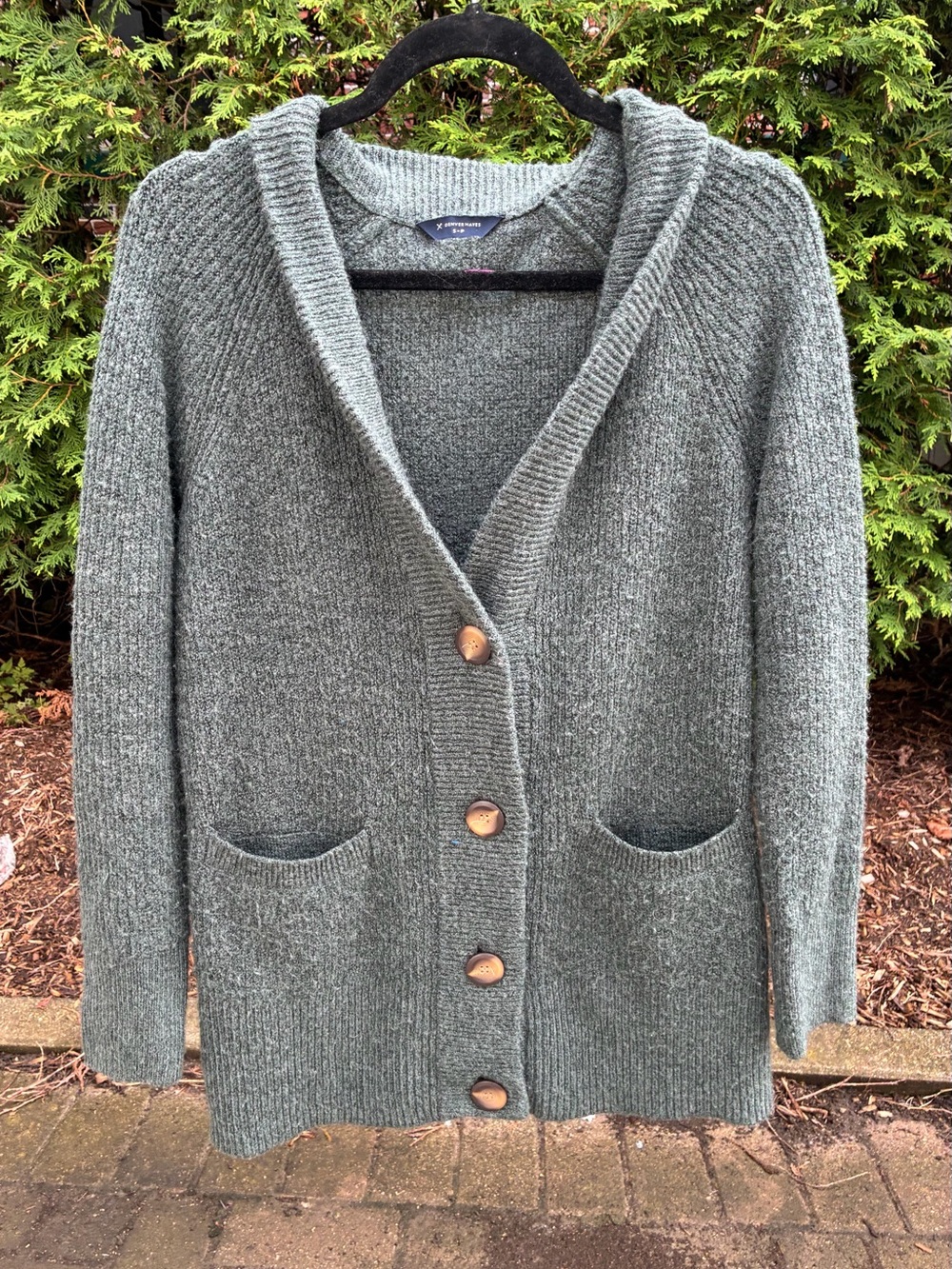 Long Grey-Green Fall Cardigan
